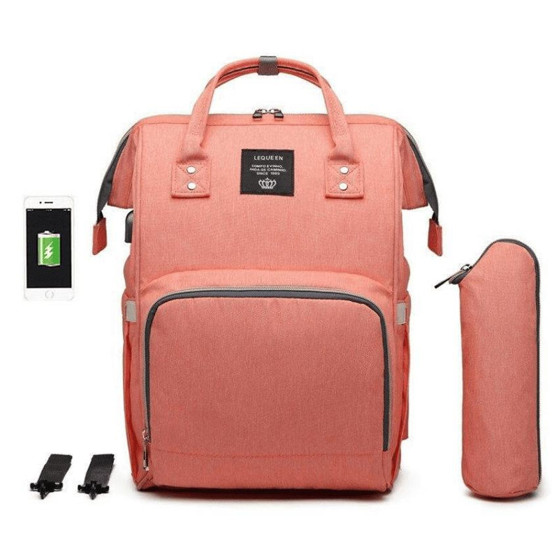 Bolsa Mochila Maternidade LeQueen – Praticidade, Estilo e Conexão USB para o Dia a Dia com o Bebê