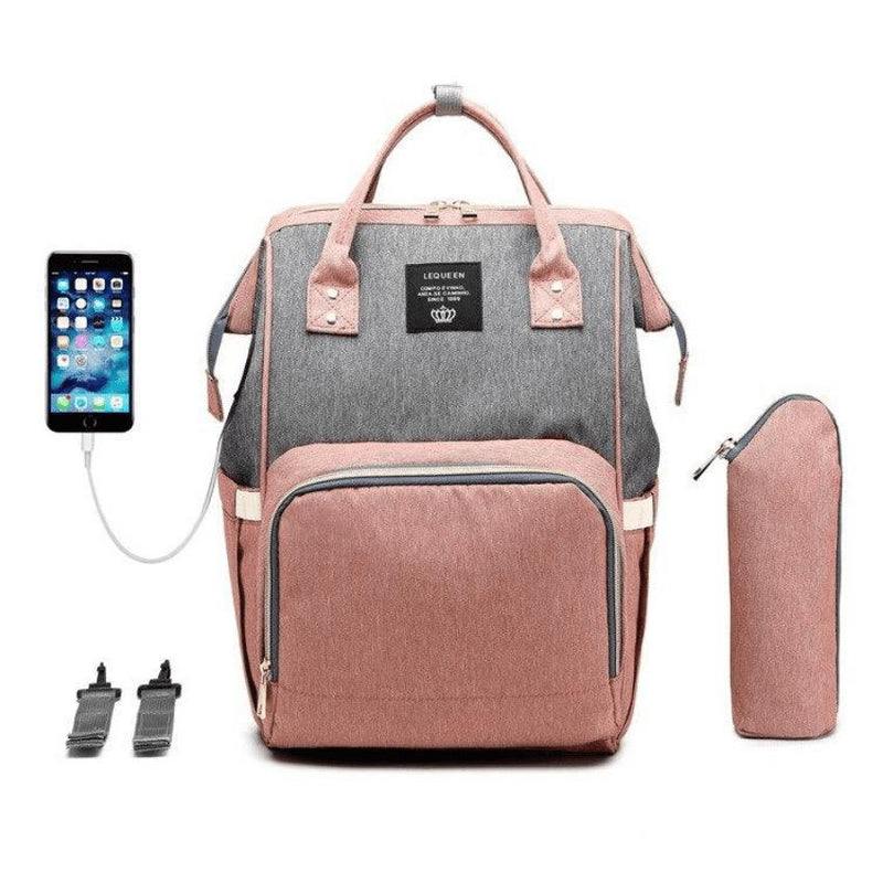 Bolsa Mochila Maternidade LeQueen – Praticidade, Estilo e Conexão USB para o Dia a Dia com o Bebê